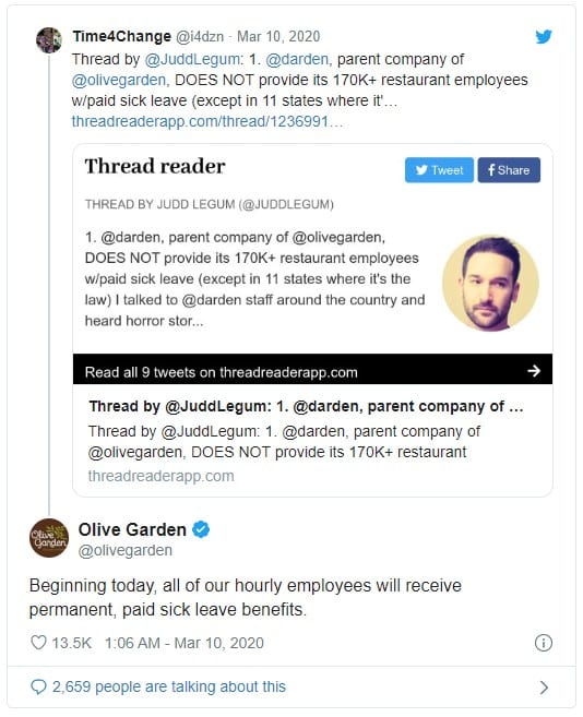 Olive Garden Twitter