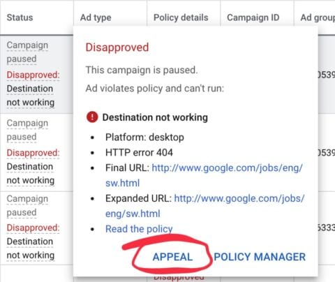 Google Appeal