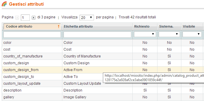 Magento Attributi