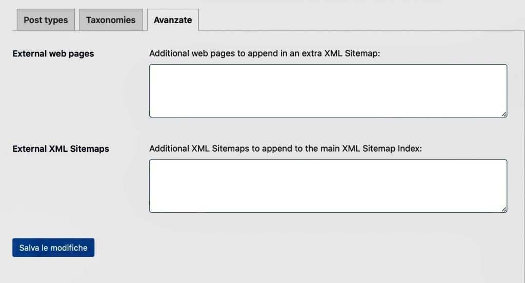Avanzate di XML Sitemap