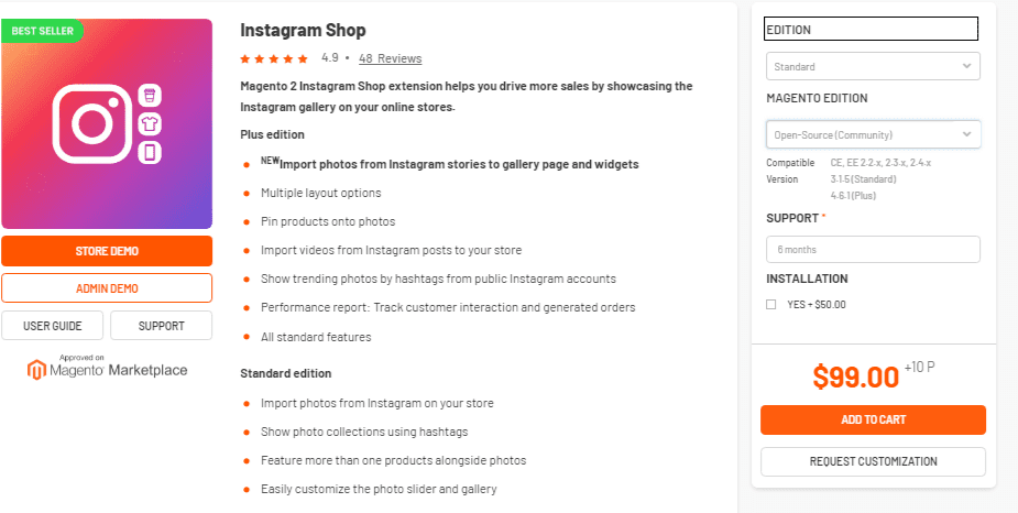 instagram shop magento